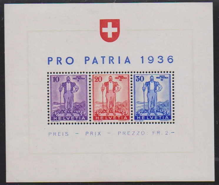Pro Patria-Block postfrisch und gestempelt, Mi. 325,-