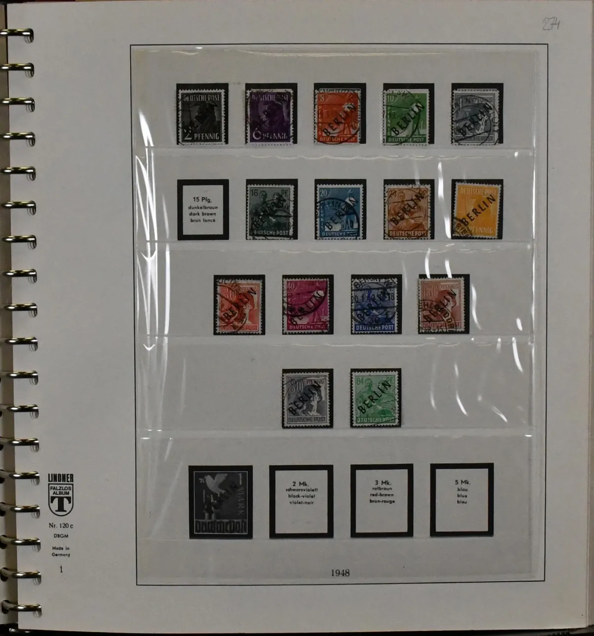 Berlin, 1948/1990, used collection from the overprint values, until 1976 on Lindner-T pre-printed sheets and later in stockbook. Incl. among others no. 21/32, from no. 35/41 (without block 1) complete, with no. 61/63, 68/70, 71/74, all Bells, no. 106/9 etc. Mi. 4000,-
