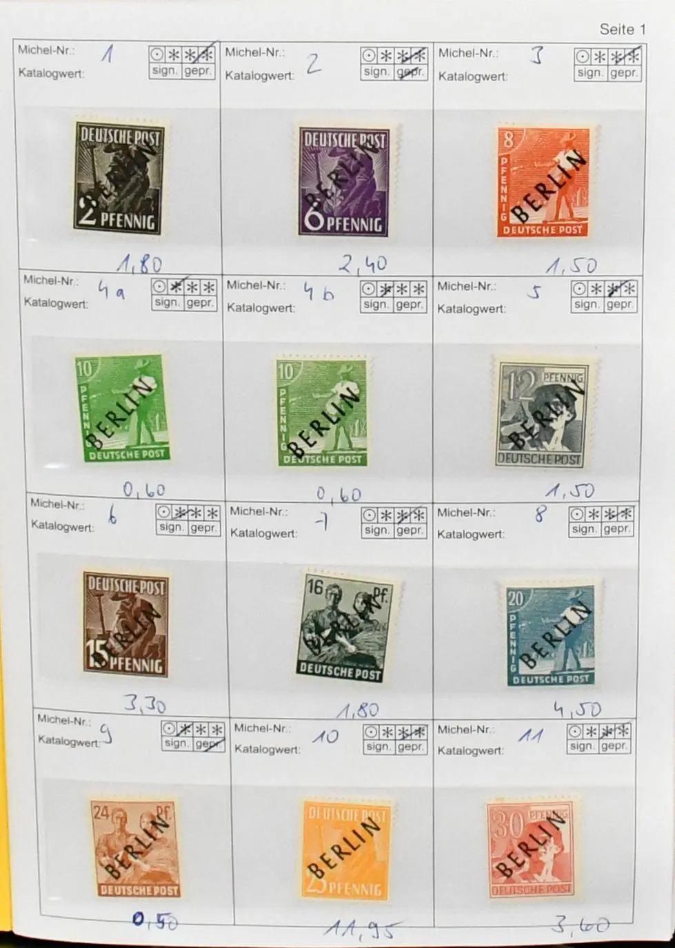 Berlijn, 1948-1958, postfrisse/ongebruikte samenstelling vanaf nr. 1-20, incl. nr. 40, 61, 71-111 compl., 115-23 enz.