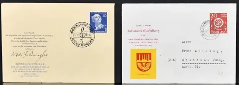 Berlijn, partij brieven en stukken met nr. 68/70 onberispelijk op herdenkingsblad (Mi. los 600,-), nr. 74 in MiF met paar nr. 78 (Mi. 265,-), 79 in MiF met Bund paar nr. 141 (200,-), nr. 96 en 98 op FDCs enz.