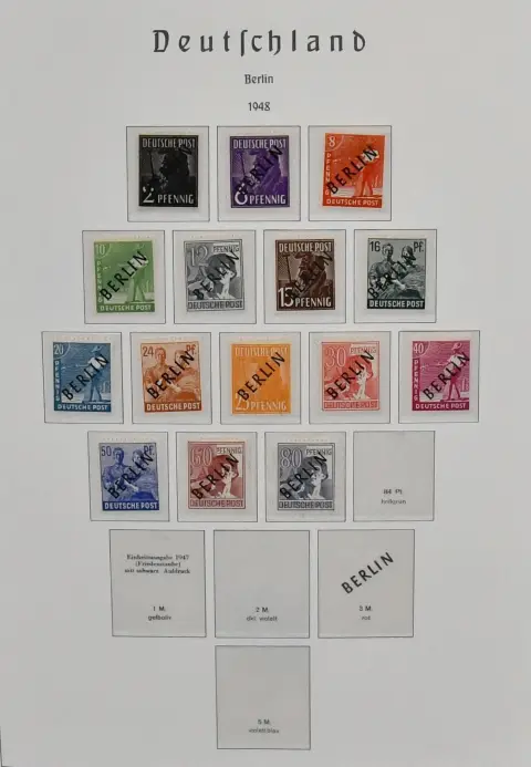 Berlijn, 1948-1990, nette verzameling in Leuchtturm-SF voorbedrukt album, vanaf nr. 1-15 ongebruikt, nr. 34 en 61-63 gestempeld (met nr. 63I), vanaf nr. 72, behalve nr. 74 (deze gestempeld inbegrepen), goedkope 76, 79, 112, 123 en 158, compleet ongebruikt tot het einde