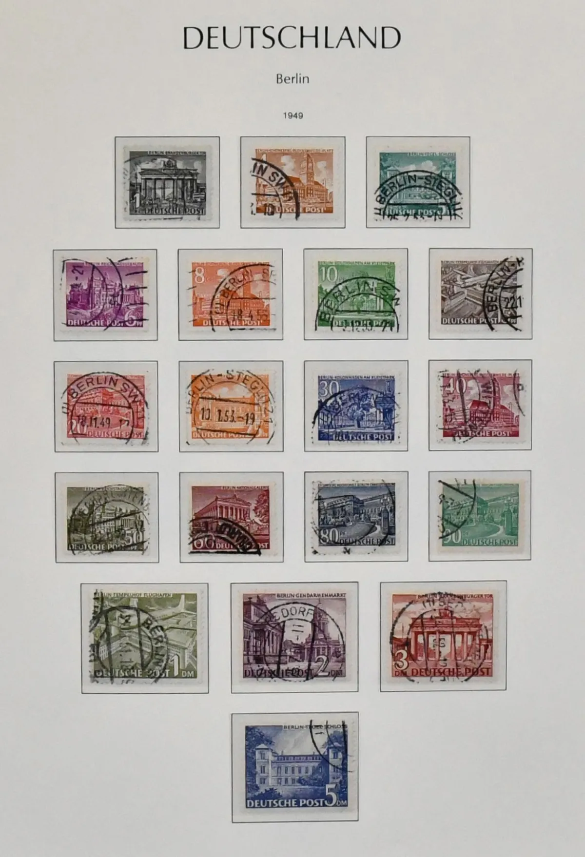Berlin, 1949/1990, round-cancelled collection with no. 35/41, 61/63, years 1950/1990 complete, incl. all C/D values, plus SWK in horizontal pairs, in…