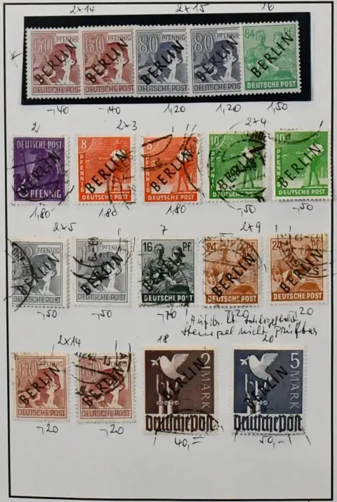 Berlijn, samenstelling met hoofdwaarde op de vroege jaren, waaronder nr. 18 en 20 gestempeld, stempel volgens Schlegel niet verifieerbaar, rood opdruk met nr. 33-34,…