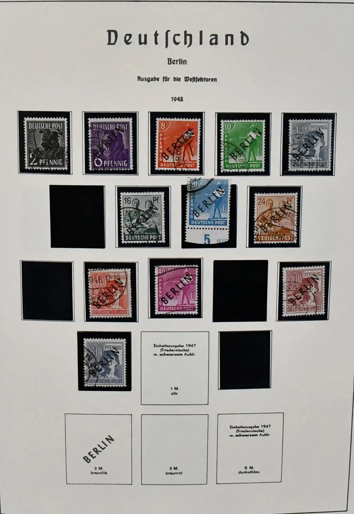 Berlin, 1949-1989, used collection in Leuchtturm pre-printed album, from various SA, green overprint, from men complete Mi. 2900,-