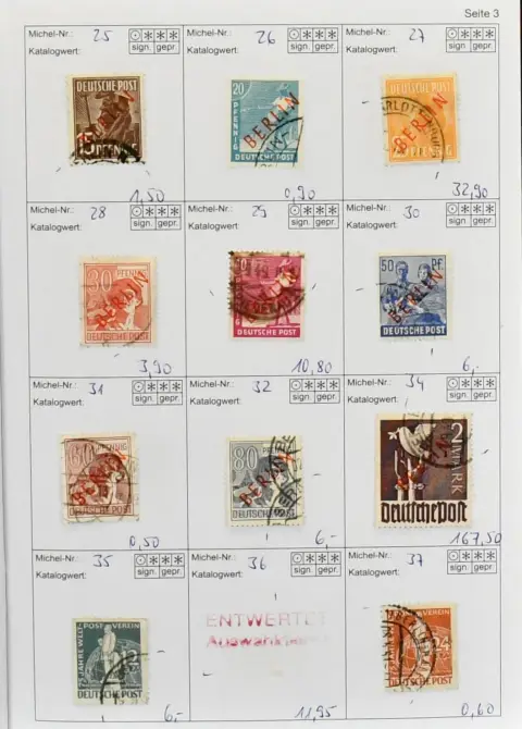 Berlin, 1948-54, mostly used collection part of the first years incl. no. 21-32, 34, 41, 61, 62, 71-74, 78-81, 87, 91-109 used etc.