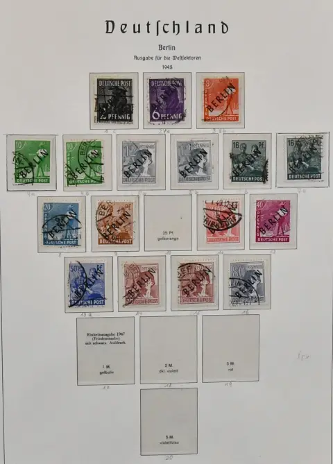 Berlin, 1948/1972, circular postmarked collection, starting with some overprint values, in Leuchtturm pre-printed album. Including no. 61/63 etc., from 1950-1972 already complete, incl. no. 71/74, all Bell values, no. 106/8, 109 (mint never hinged) etc. Mi. 2300,-