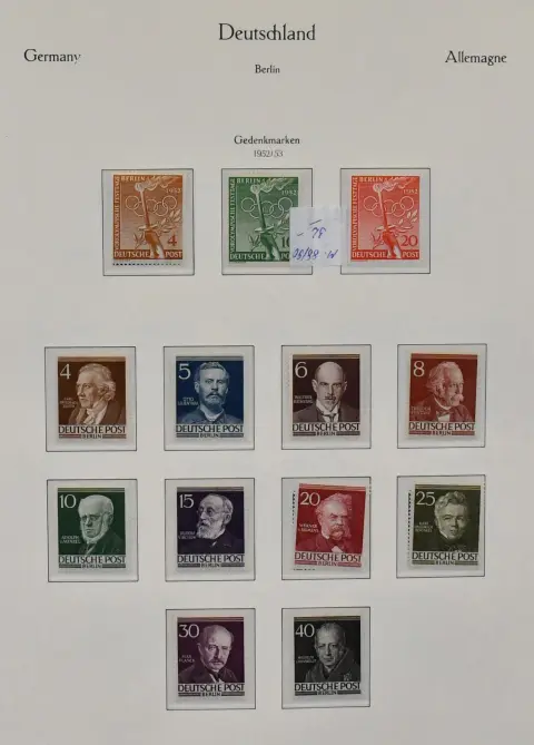 Berlin, 1952/1990, mint complete collection incl. no. 88/100, 101/105, 112/13, all C/D values etc., in as-new KABE pre-printed album. Mi. approx. 1900,- + album