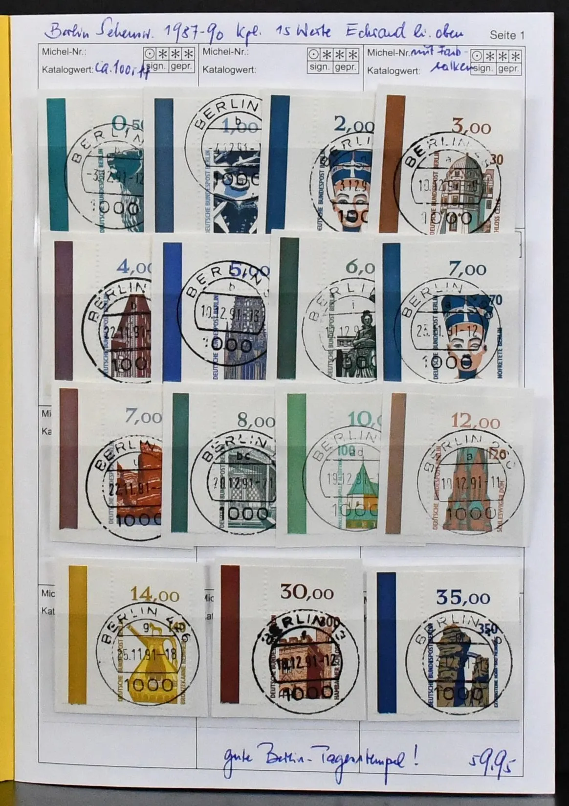 Berlin, definitive series 70s/80s, mostly used special collection part incl. SWK complete as corner top left (same again mint and complete coil stamp series), coil stamp series complete used, C/D values and pairs, women used, as well as Zus.-Dr. accident prevention