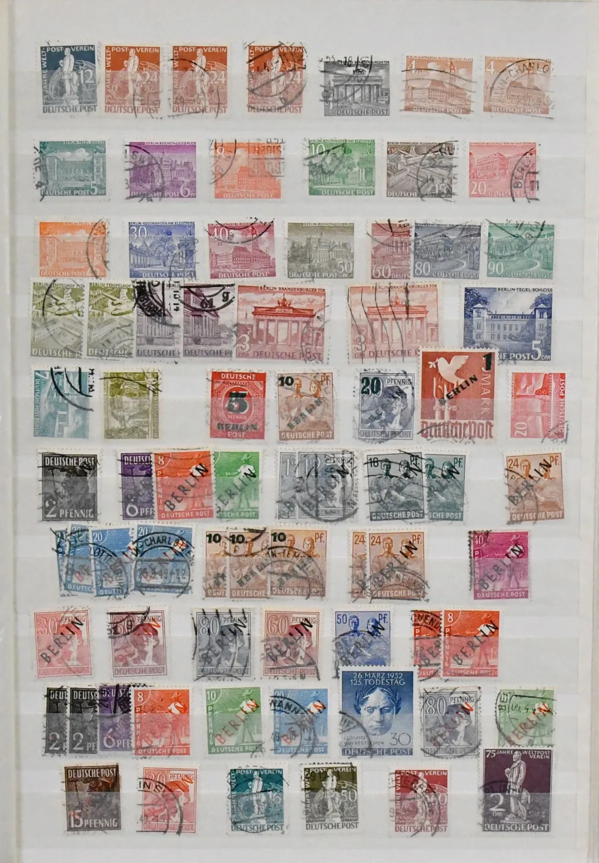 Berlin, 1948/1990, anfangs meist gestempelte, später postfrische Slg., mit u.a. Nr. 41 PF II (Mi. 400,-), 61/63 inkl. 63I, 72/73 je gest., 71 postfr. usw.,…