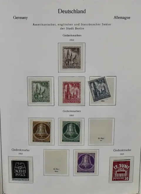 Берлин, 1948/1990, коллекция гашёных марок с № 88/90, 105/11 и др., с 1955-1990 полная, включая все значения C/D, в альбоме KABE. Плюс несколько негашёных марок…