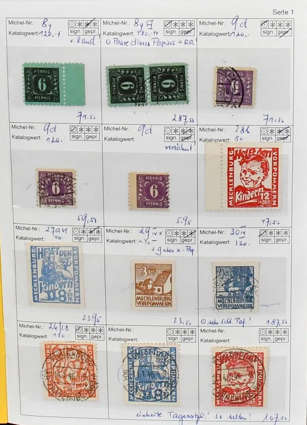 SBZ, mint and used dealer sales booklet only rarities and special features, from no. 8y, with good MVP values, also plate flaws, mint…