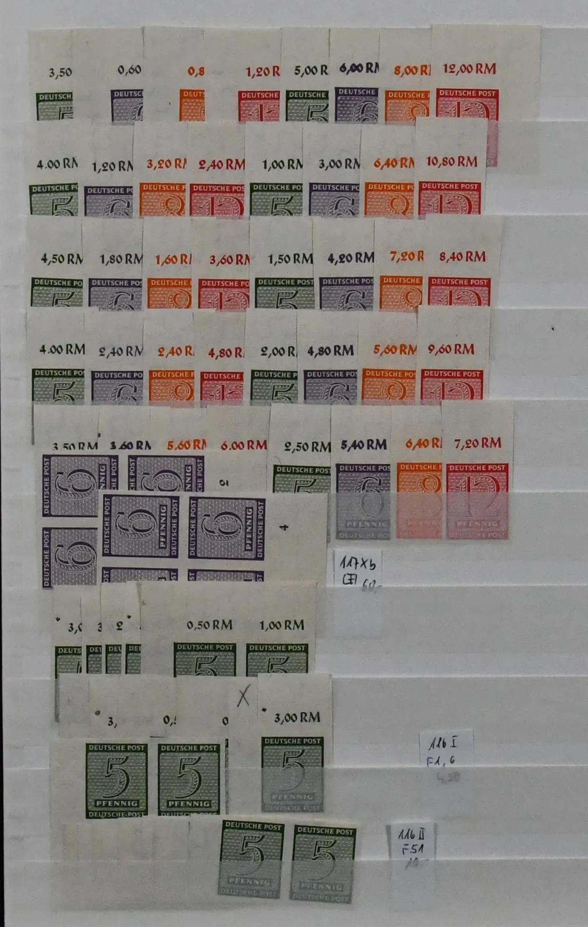 SBZ, West Saxony, mint compilation of several hundred Michel-catalogued plate flaws ex no. 116/37, often in pairs with normal stamp, Mi. 10180,-, rare offer in this abundance!
