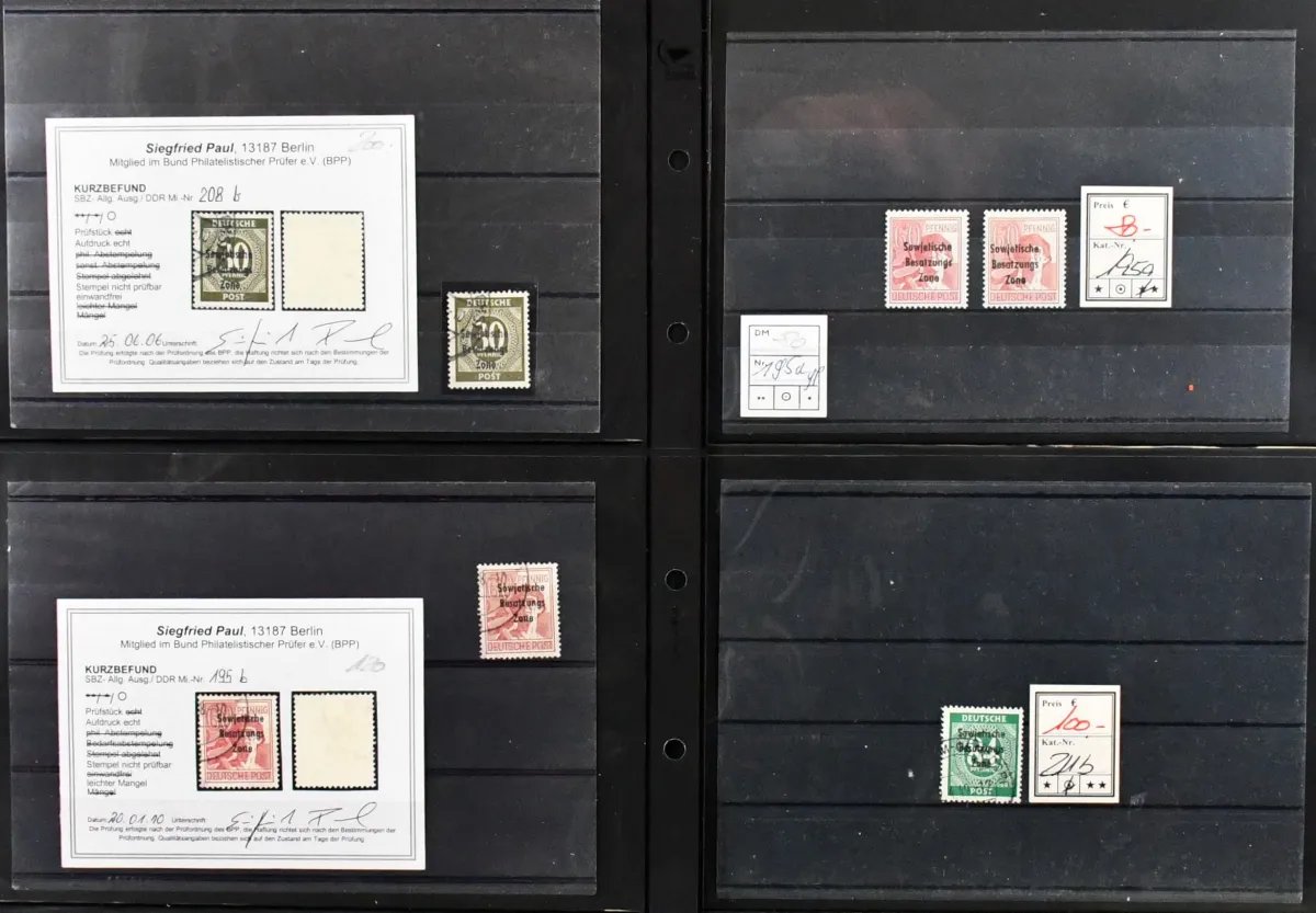 SBZ, algemene uitgave, samenstelling van alleen goede gekeurde kleuren machinestempel (deels met bevinding) incl. nr. 182c ongestempeld en gestempeld (Mi. 450,-), idem 183d…