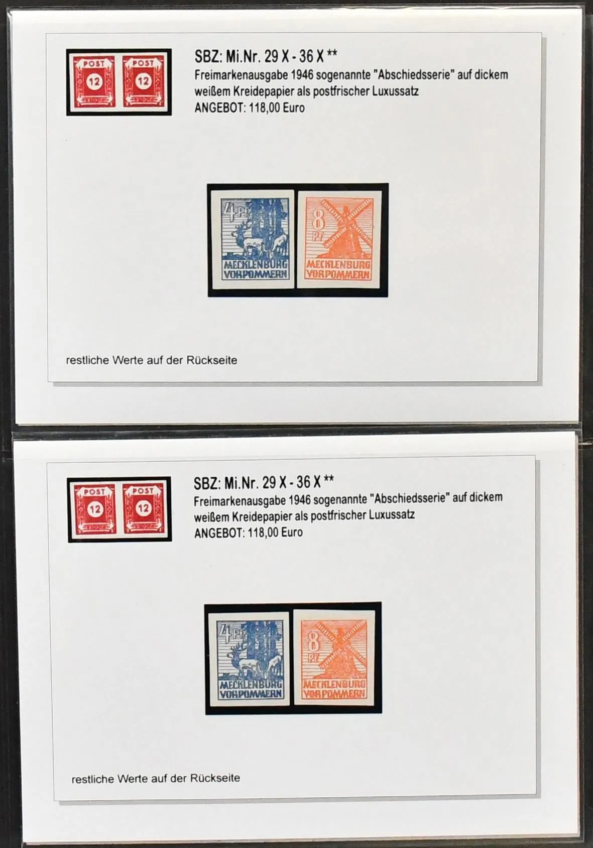 SBZ, MVP, only "farewell edition", Mi.-Nr. 29-40x/y, specialized collection in ring binder, with exclusively better issues, all carefully labeled