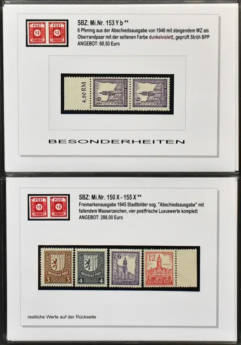 SBZ, West Saxony, Mi.-Nr. 143-165, highly specialized collection in ring binder, with exclusively better issues, all carefully labeled, including no.…