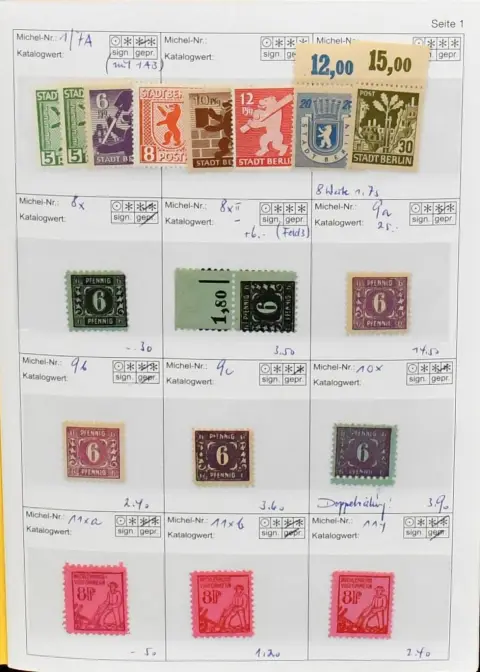 SBZ, largely mint collection part, only no. 42-50DI as well as rare color mixed pair no. 47DIa/b on two covers (!), incl. various certified values from no.…