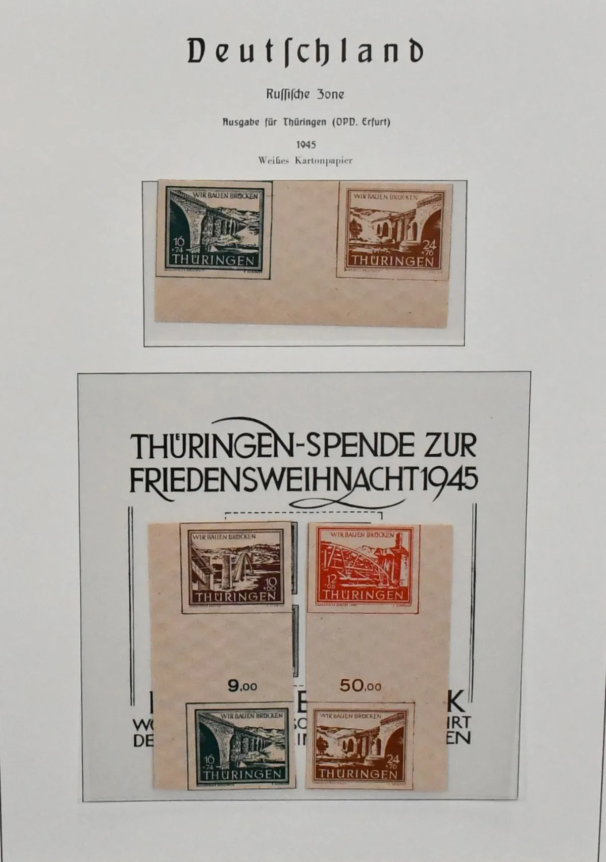 SBZ, postfr. verzameling in Leuchtturm voorbedrukt album, o.a. brugparen, kleur- en papiervarianten, Bl. 4 (deze gestempeld, maar ongecontroleerd), Bl. 5 en 6 enz.