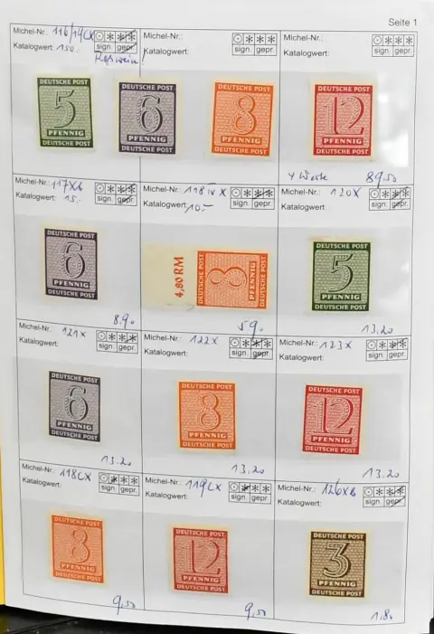 SBZ, nr Mi. 116-164, specjalistyczna część kolekcji w tym nr 116-19CX postfr., ekspertyzowane, tak samo DX, 120-23X, 127Xb, WZd13-16, SZd3-6 postfr., 133Xa, XaII, 135Xa/b, 136Xb/c, każdy postfr., 124-25X, 118Bx, 120-123Y ząbkowane postfr., ekspertyzowane Zierer, 126Yd, 153Yb(2), 150X, 153Xa, 155X, 156-61Y postfr. z górnego marginesu, Bl. 5Y, oraz pojedyncze znaczki Leipziger Messe bardzo specjalistyczne w tym nr 164AYIII, 163XBI i wiele więcej