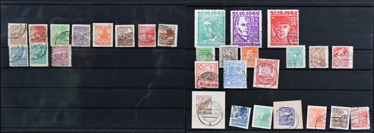 Mecklenburg-Vorpommern, used collection with No. 20/40 complete, incl. No. 23/25a/b, and No. 29/40x/y. Mi. 1440,-