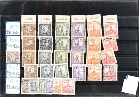 SBZ, West Saxony no. 150/61, used specialized compilation with several plate flaws, four times no. 150/55Y (Mi. 180,-), eight times no. 156/61…