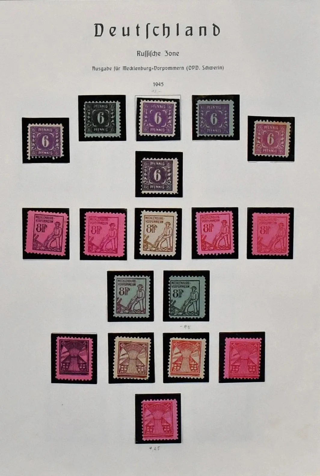 SBZ, 1945-1948, mint collection on sheets, from MVP no. 8/19 incl. colours, 20/22, 23/25a/b, Abschied with x-paper, Westsachsen with trial perforation,…