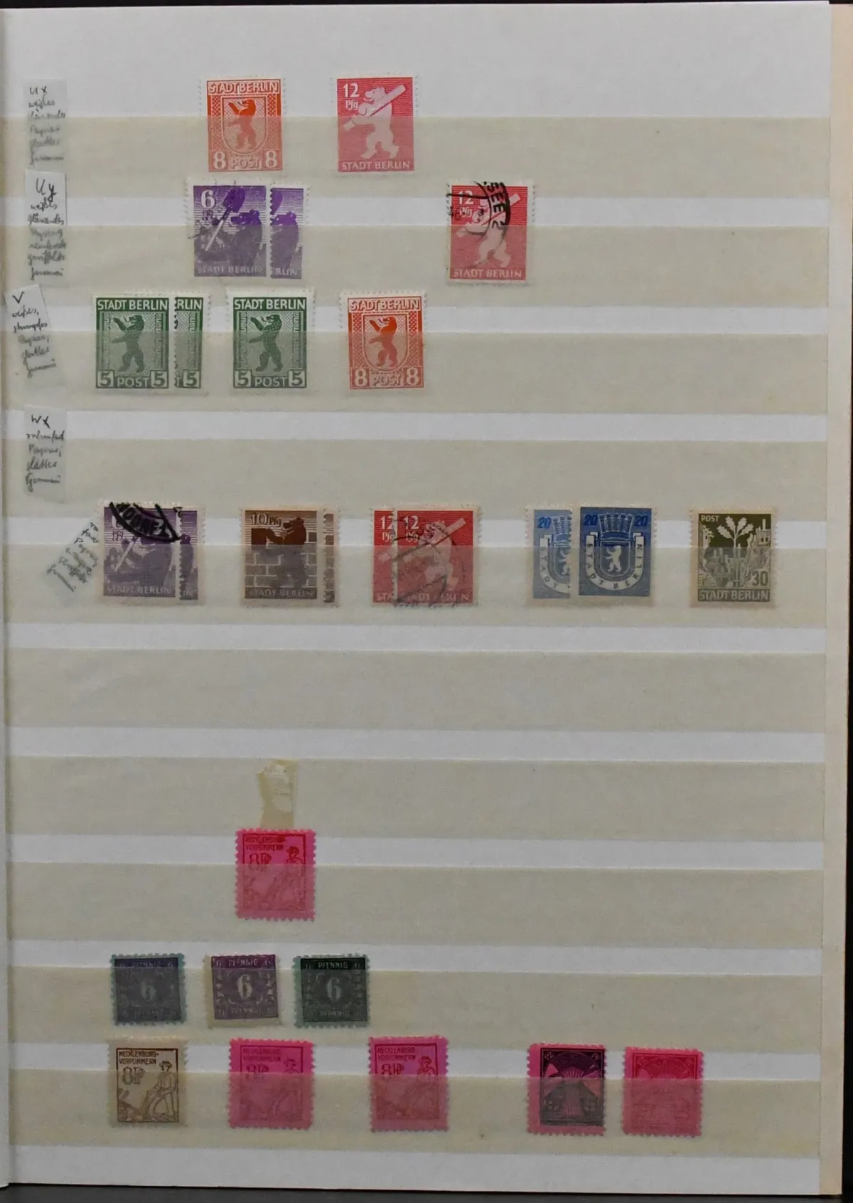 SBZ, verzameling vanaf nr. 1/7, met nr. 20/22, 23/25 gestempeld (Mi. 160,-), 29/40y, 73/84Y postfris, Bl. 3B, districtsstempels incl. lichte 60 Pfg. postfris compleet (niet gekeurd),…