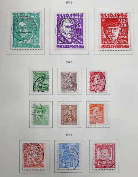 SBZ/GDR, 1945-1990, collection in two pre-printed albums, with among others no. 20/40 cancelled, GDR with no. 242/50, 256/60, 273/83, from 1954 cancelled complete,…