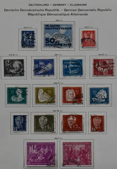SBZ/GDR, 1945/1990, used collection from SBZ no. 1/7, with much GDR from no. 242/70, 286/88 etc., from 1960-1990, except for a few issues, complete, in two thick Schaubek pre-printed albums. Mi. approx. 3800,-