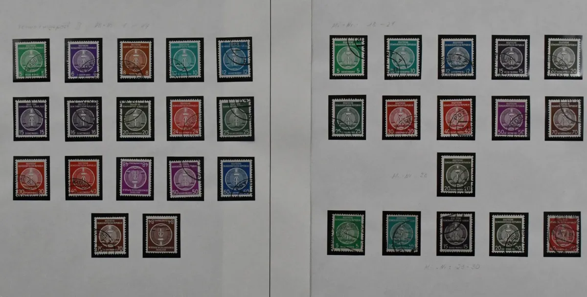 SBZ/DDR, 1945/1990, gestempelde coll. incl. SBZ met diverse brieven, evenals DDR van 1949-1990, behalve Bl. 8/9A/B, nr. 327/41 en enkele onbeduidende waarden, bijna compleet, met Bl. 7, Bl. 10/19, nr. 261/70, 286/88 enz., in drie DAVO voorgedrukte albums. Mi. rond 4000,-