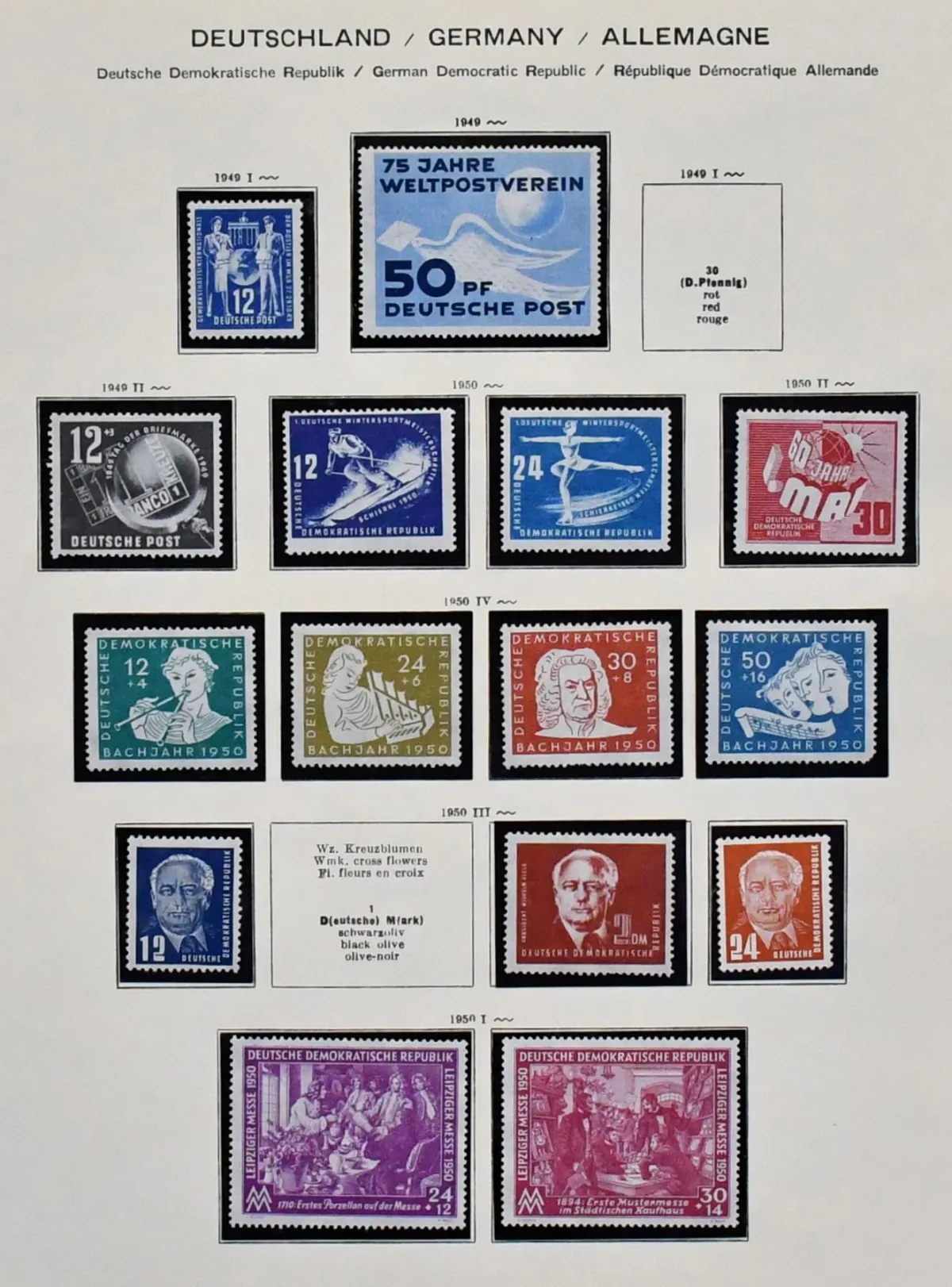 SBZ/GDR, 1945-1978, collection in three volumes, mint*/used, including SBZ, GDR with fair issues, Bach, Akademie, some blocks, from 1956 almost complete