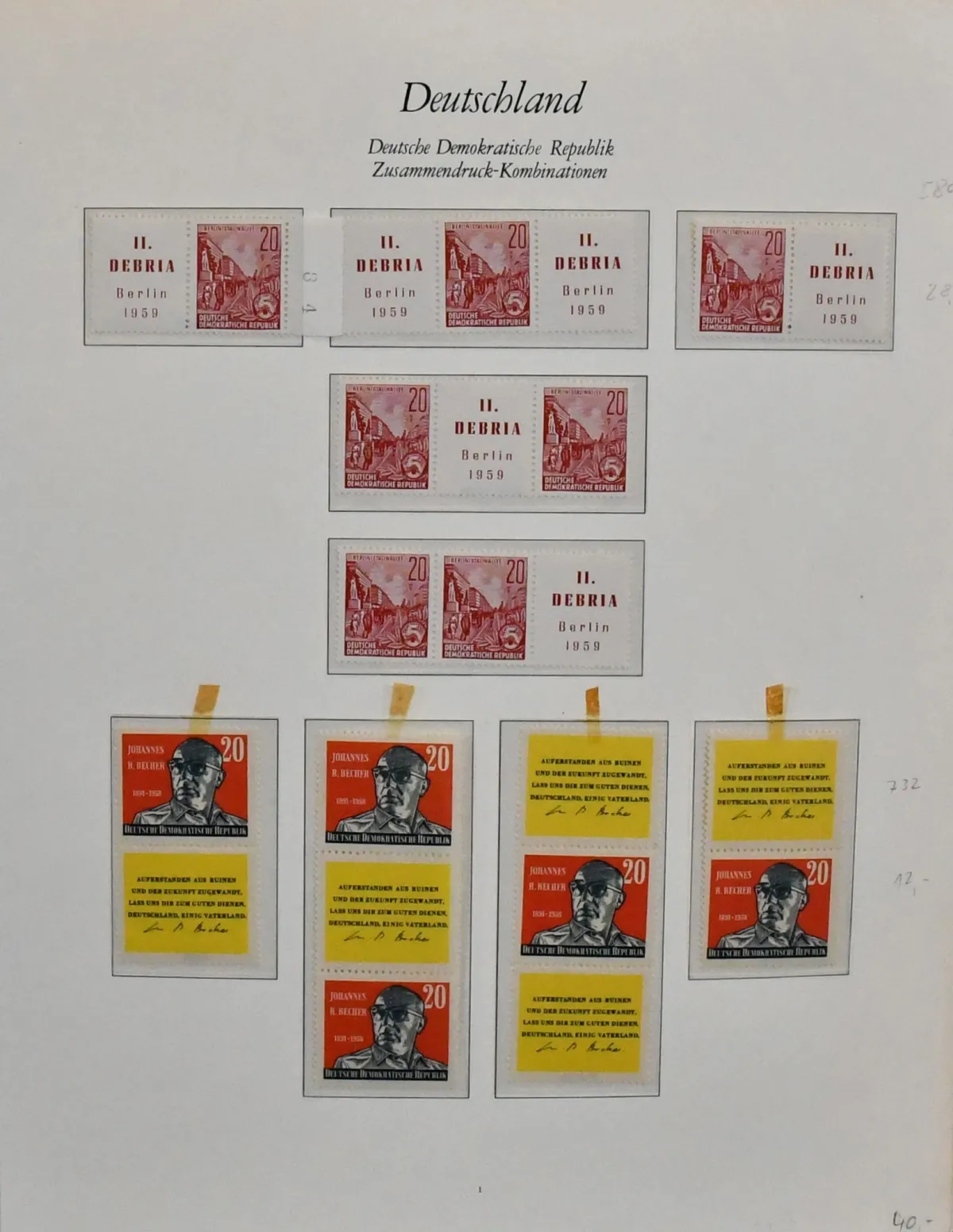 GDR, 1957/1990, se-tenant special stamps, mint collection, apparently complete incl. all better ones, including among others all se-tenant from no. 926/33, 1012/13, 1039/44 (Michel 320,-), 1045/47 (230,-), 1074/79 (650,-) etc., in three pre-printed albums. Michel 4600,-, rare offer
