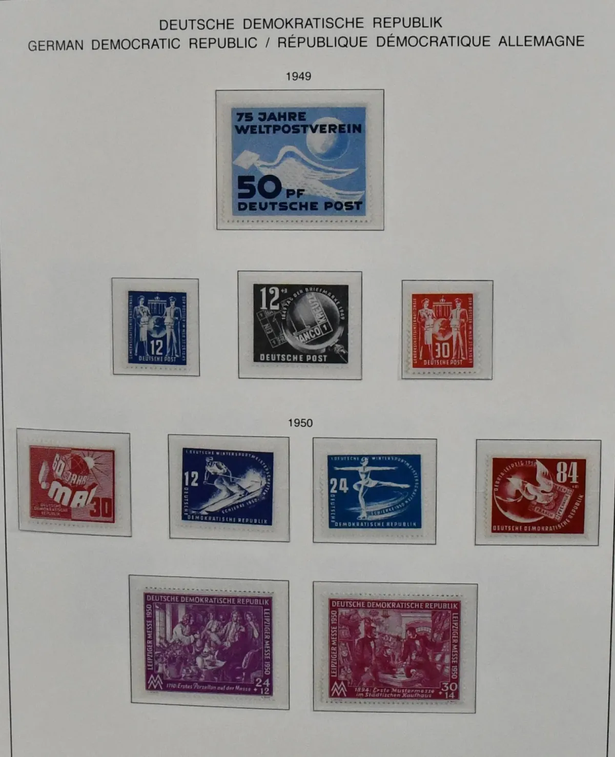 GDR, 1949/1990, complete mint collection incl. Akademie, Chinesen, Köpfe II, all five-year plans, Debria block, all four Marx blocks, bl. 10/19 etc., in two…