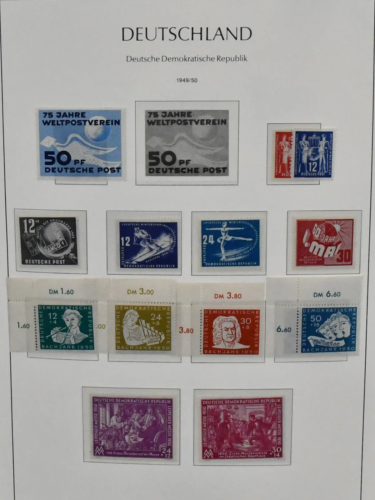 GDR, 1949-79, mint collection in two red Leuchtturm pre-printed albums, almost complete, with Bach uniformly from upper left sheet corner, etc.