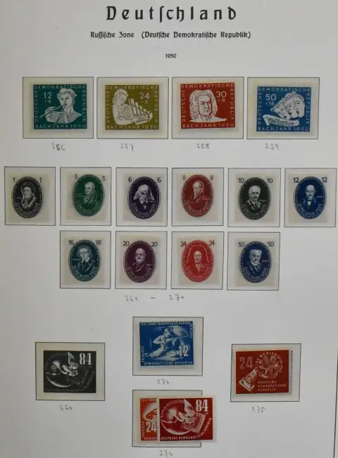 DDR, 1949-1966, schone complete postfr. verzameling in voorbedrukt album, inclusief alle betere beursuitgaven, Bach, Academie, Pieck-series, Bl. 7, Chinezen in goede kwaliteit, Bl. 8/9A/B, Koppen II, 5-jarenplannen enz. Mi. 4400,-