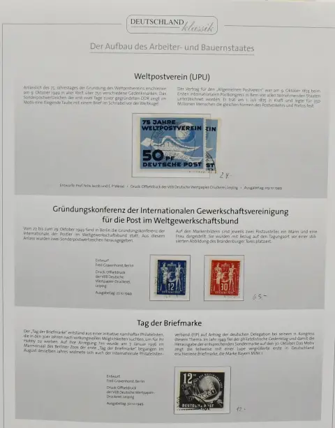 DDR, 1949-1960, complete gest. verzameling in voorgedrukt album, incl. alle betere zoals Messe, Akademie, Chinesen, Köpfe II, bl. 7, 8/9A/B, 10-13 enz. Mi. 2700,-