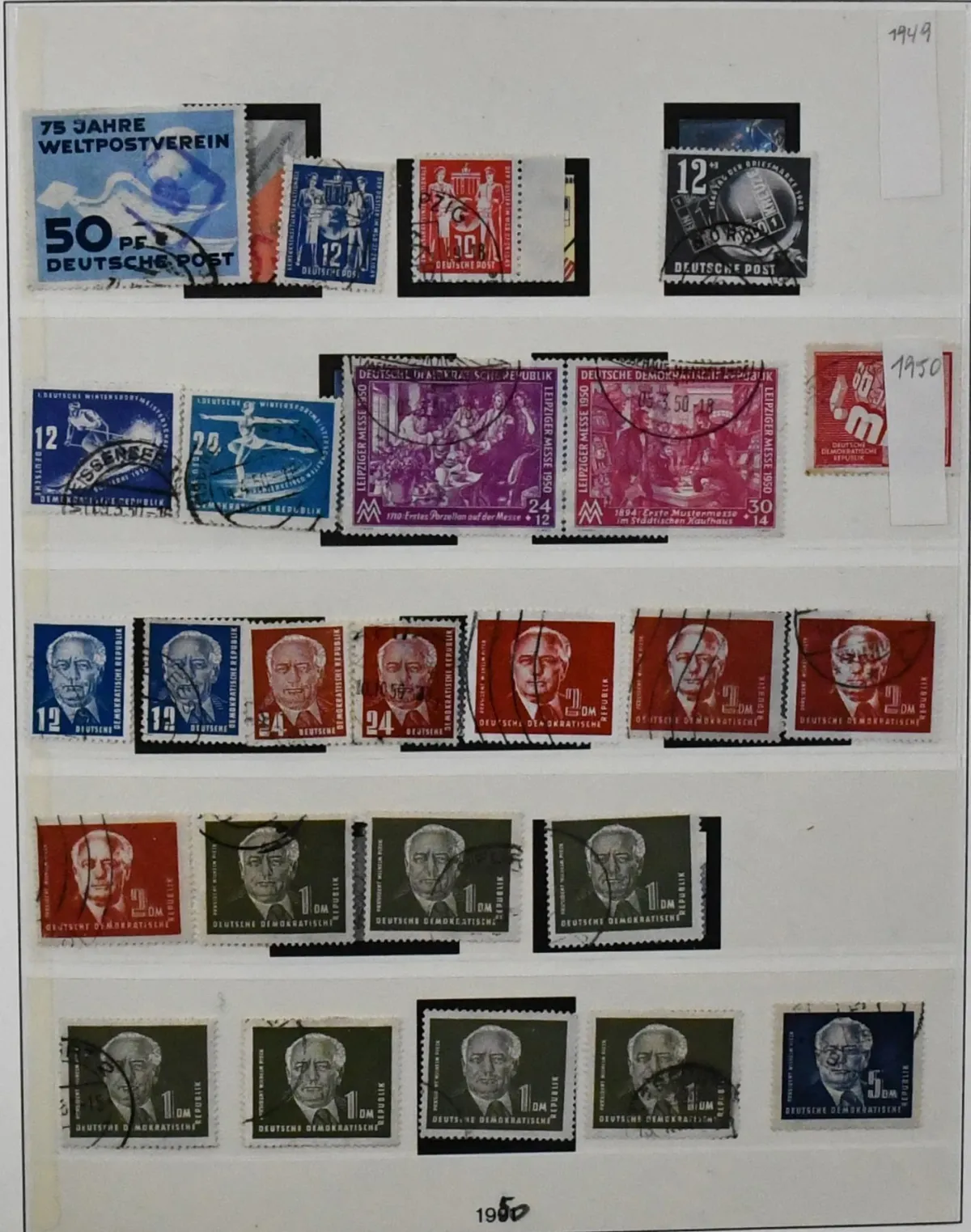 GDR, 1949-1963 apparently complete used in self-adhesive album incl. all sheets, Chinesen etc., cheap!