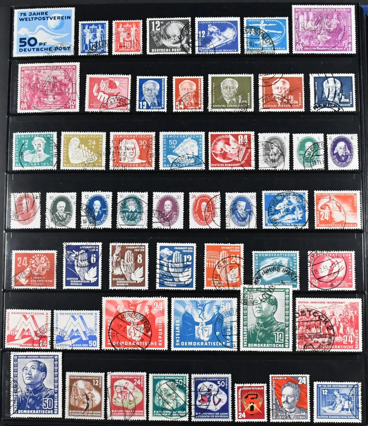 DDR, 1949/1971, sauber gestempelte, bis auf einige Werte ex Nr. 327/41 (80 Pfg. Lackpapier enthalten) und wenige unbedeutende Werte, kpl. mit allen besseren…
