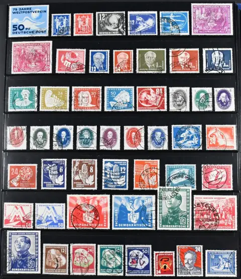 GDR, 1949/1971, neatly used, complete except a few values ex no. 327/41 (80 Pfg. coated paper included) and a few insignificant values, with all better issues, including no. 261/70, 286/88, block 7 on cover, all four Marx blocks, blocks 10/19 etc., in Lindner ring binder. Mi. approx. 4000,-