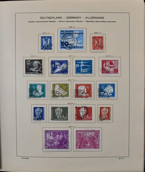 GDR, 1949/90, complete used collection (except Bl. 8/9B and no. 332 unused), except Bl. 7, with all better issues, incl. no. 261/70, 286/88, ...