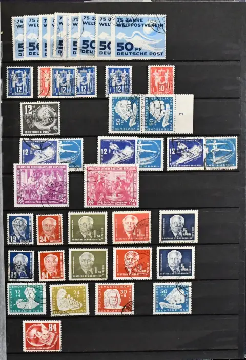 GDR, 1949/1954, collection, apparently all used, with many complete sets from multiple no. 242/44, five times no. 261/70, 280/85 multiple, three Chinese sets etc. Mi. approx. 5000,-