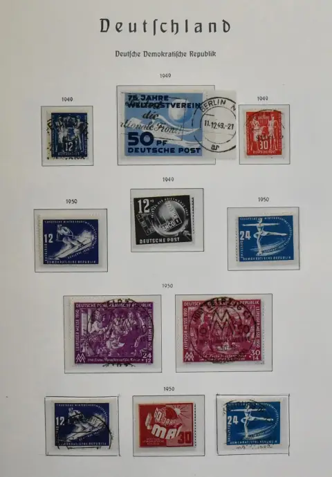 GDR, 1949/1964, complete collection except no. 270, 332 and 341, partly mint, partly used, including Bl. 7, no. 261/69, 286/88, each used, three mint Marx blocks perforated, Bl. 10 mint and used with PF III, Bl. 13 twice mint, Bl. 15 mint and used etc., in Leuchtturm pre-printed album. Mi. 3800,-