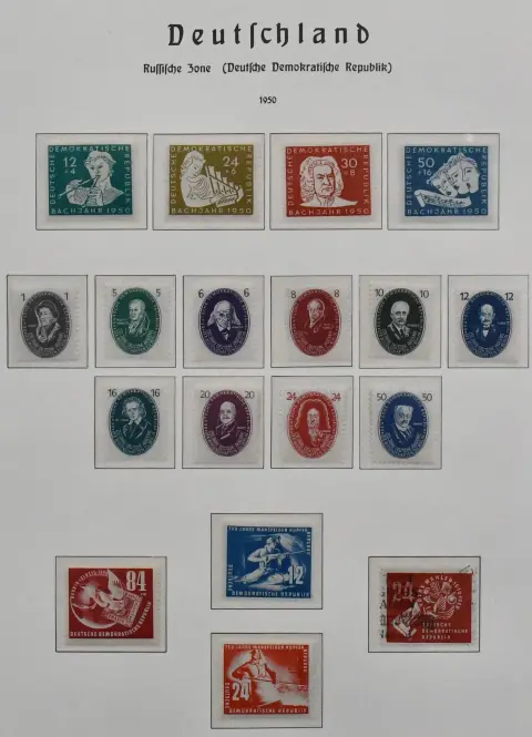 ГДР, 1949/1975, полная коллекция, частью чистая, включая № 260/70, 327/41, Bl. 7, Bl. 8/9A/B, Bl. 10/15, каждая чистая, и частью гашёная, включая № 286/88, Bl.…