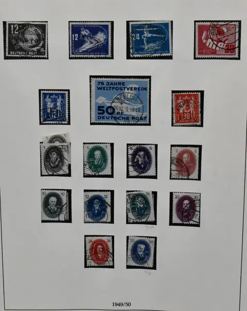 ГДР, 1949-1968, гашёная коллекция в двух бесклеевых альбомах Lindner, включая хорошие ранние марки: Бах, Академия, немецко-китайская дружба и др., местами полная.