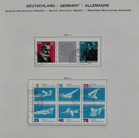 NRD, wydania łączone, 1959-1990, gruby album Schaubek z przeważnie kasowaną kolekcją kombinacji wydań łączonych, w tym Targi '64, wyd. łączone z KLB, różne MHB z...
