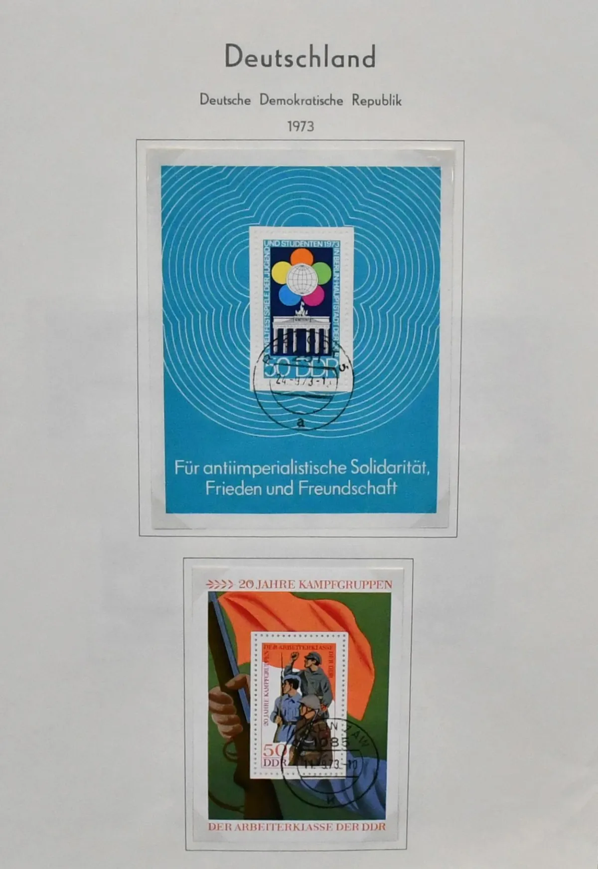 GDR, 1956-1977, two-volume used coll. (little before), almost complete, additionally expanded with letters and FDCs. Mi. 1500,-