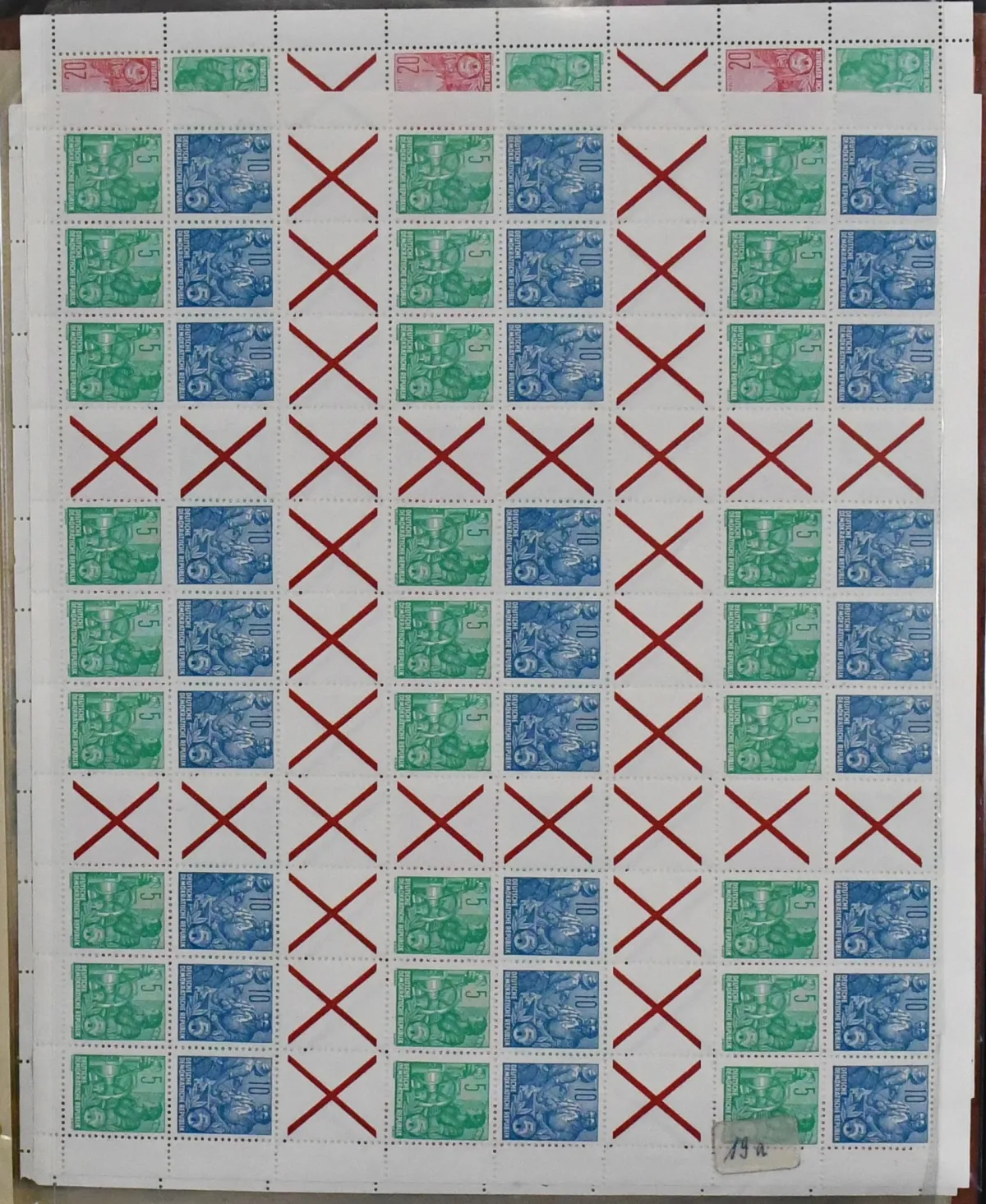 GDR, stamp booklet sheets 1/3 (bottom margin with corner notch, Mi. 910,-), other MHB 3 (Mi. 350,-), and MHB 12A/C, each mint never hinged