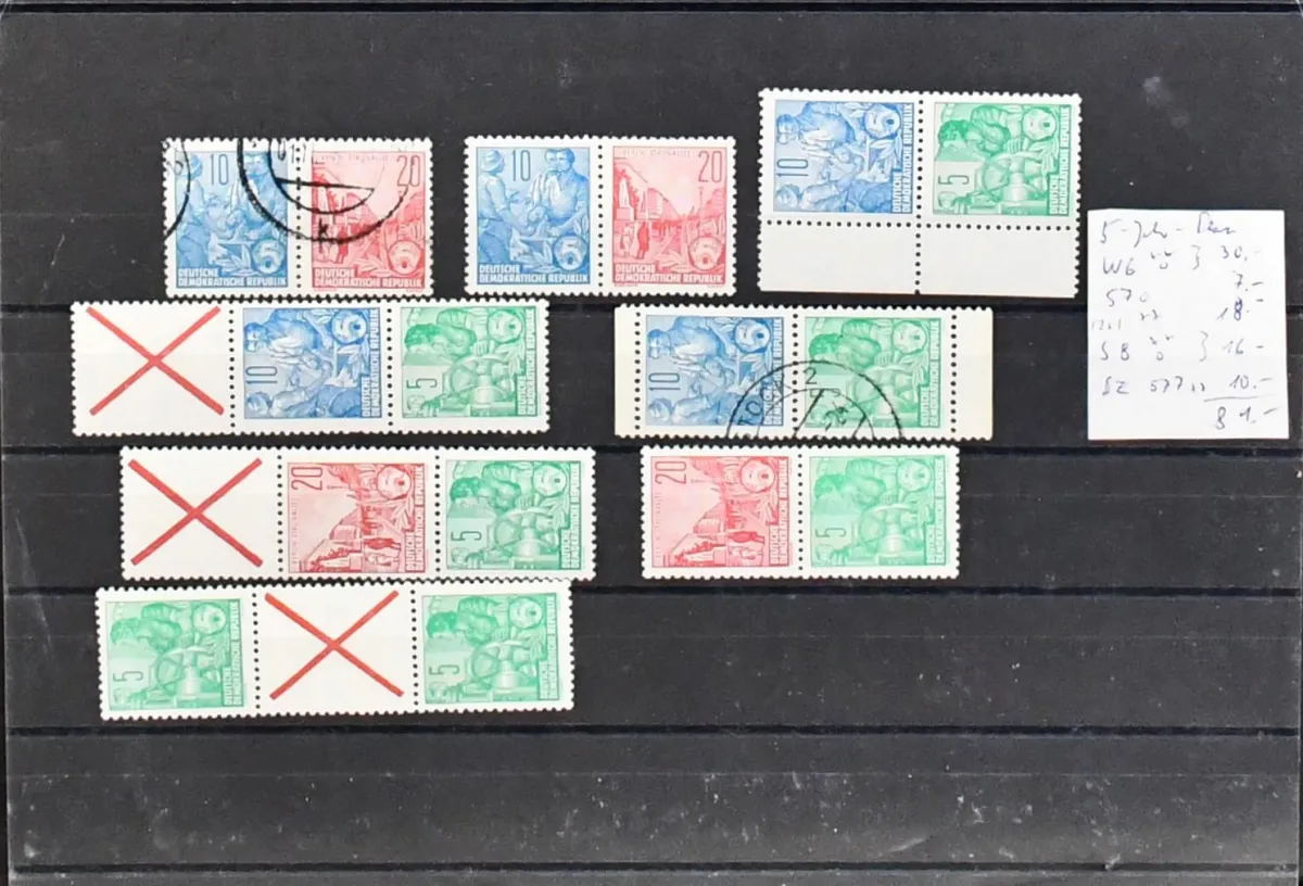 DDR, samendrukken, postfrisse en gestempelde verzameling met o.a. 16 samendrukken Vijfjarige Plan, diverse postfrisse samendrukken ex nr. 1074/79 incl. betere, diverse postfrisse samendrukken ex nr. 1012/13 enz. Mi. 1500,-