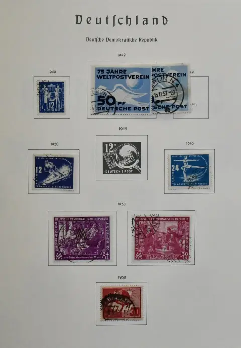 ГДР, 1949/1982, гашеная коллекция с № 242, включая № 286/88 и т.д., с 1959-1982 полная, в двух альбомах с формулярами. Mi. около 2500,-