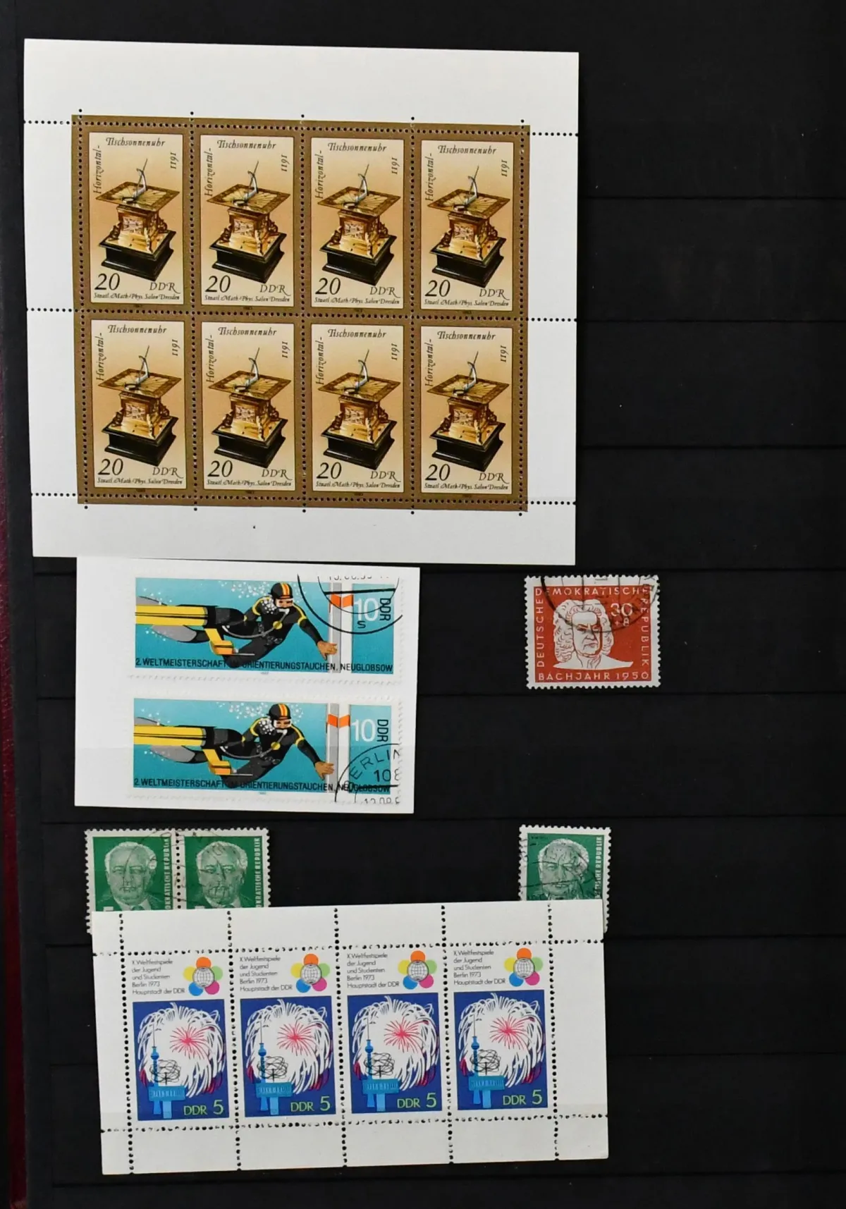 DDR, Partie Besonderheiten, etwa 100 Werte mit Abarten und Plattenfehlern, dabei Nr. 258I gest. (Mi. 200,-), 318I postfr. (100,-), 522I gest., 721I postfr.,…