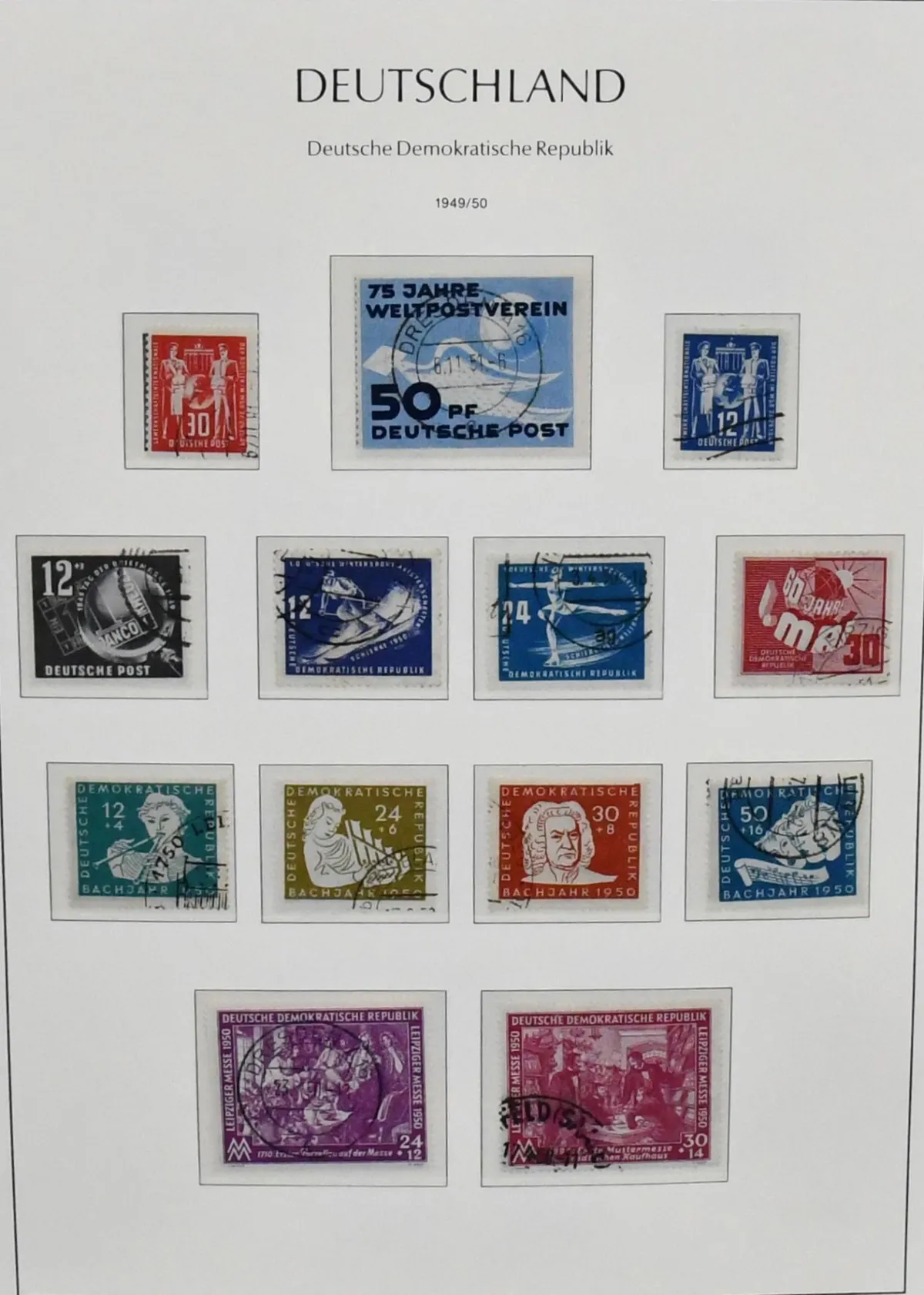 NRD, 1949-1959, kolekcja kasowana dobrych pierwszych lat na kartach Leuchtturm, w tym 1949-1952, bez nr 315/16, kompletna z Bl. 7,…